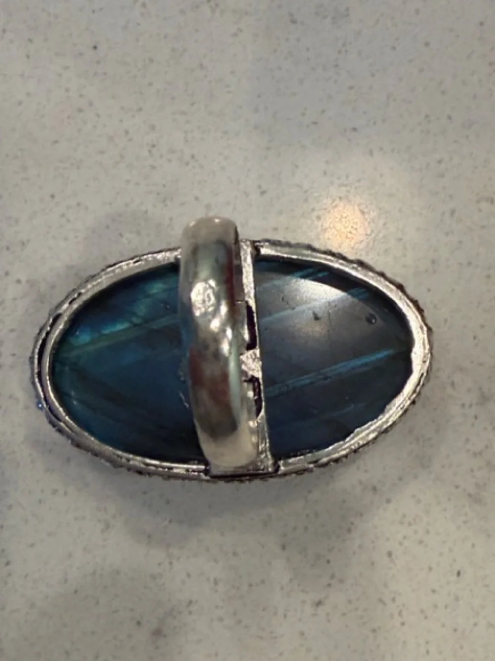 Large Labradorite Oval Statement Ring - Women Jewelry